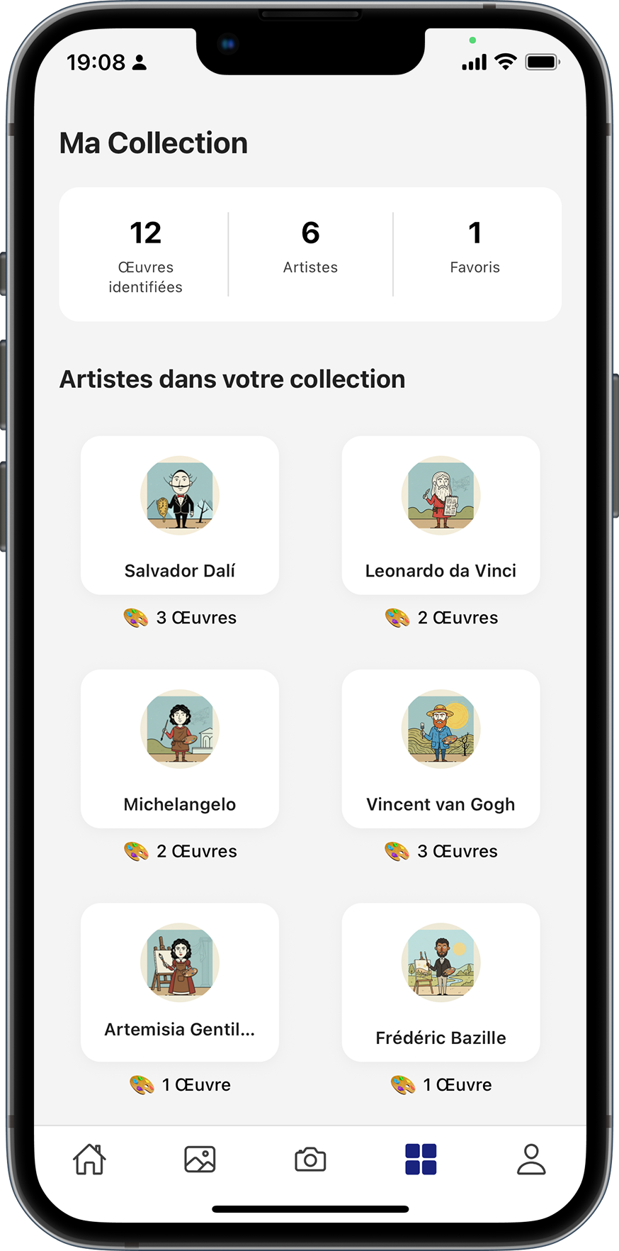 Interfaz de almacenamiento inteligente clasificando viajes por artista y país en Travel AI